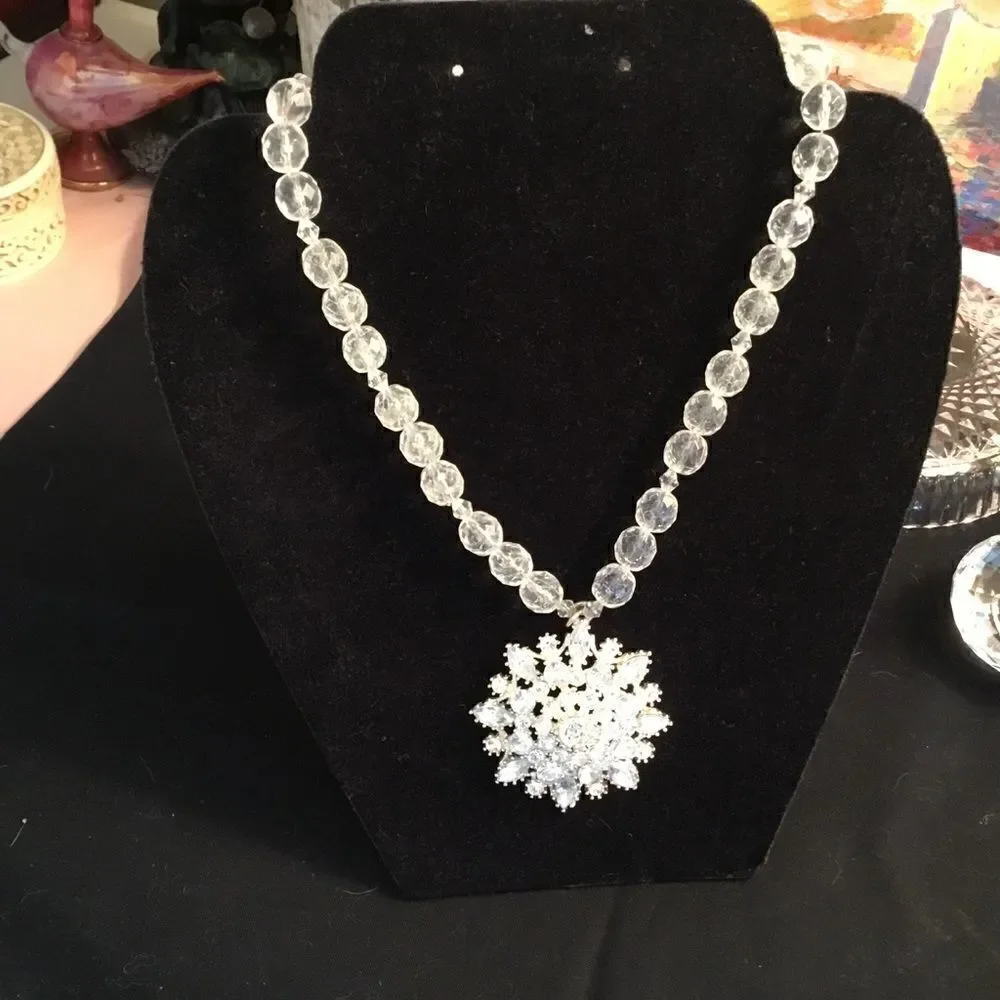 Robert Rose Branc Gorgeous Clear Faceted Faux Crystal Bead Necklace
